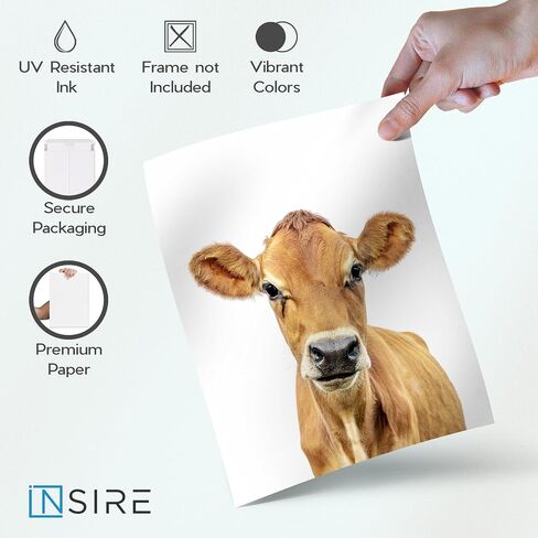 Insire Baby Animal Prints for Nursery, Baby Animal Pictures for Nursery, Farm Animal Pictures Wall Decor, Farm Animal Wall Decor, Farm Animal Pictures, Farm Animal Nursery Decor - (8x10 Unframed) in Saudi Arabia