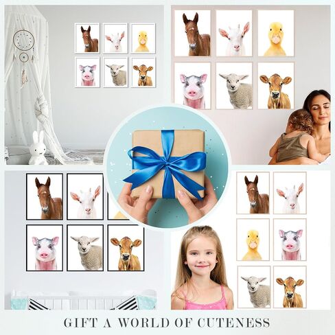 Insire Baby Animal Prints for Nursery, Baby Animal Pictures for Nursery, Farm Animal Pictures Wall Decor, Farm Animal Wall Decor, Farm Animal Pictures, Farm Animal Nursery Decor - (8x10 Unframed) in Saudi Arabia