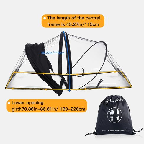 Baby Mosquito Net for Stroller Sun Protection,2 in 1 Baby Stroller Mosquito Net,Adjustable Stroller Mosquito Net Sunshade,Breathable Double Zip Stroller Netting (Black, Upgrade) in Saudi Arabia