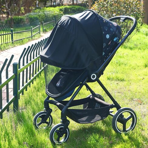 Baby Mosquito Net for Stroller Sun Protection,2 in 1 Baby Stroller Mosquito Net,Adjustable Stroller Mosquito Net Sunshade,Breathable Double Zip Stroller Netting (Black, Upgrade) in Saudi Arabia