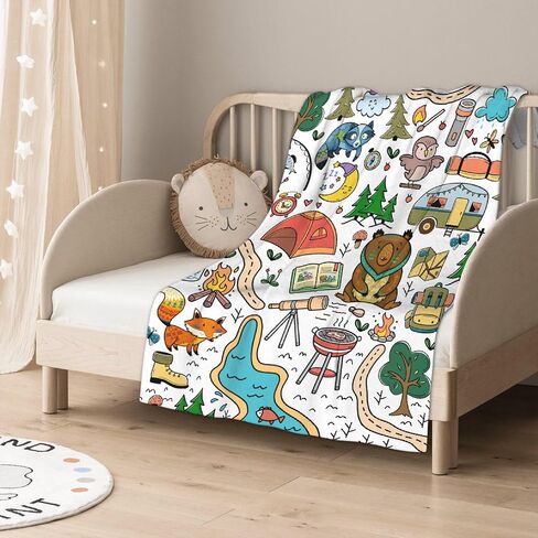 Camping Blanket Gifts for Kids,Soft Camping Throw,Cute Plush Flannel Camping Quilts Decorations for Bedroom Sofa Bed Outdoor Travel 50 x 40in for Child in Saudi Arabia