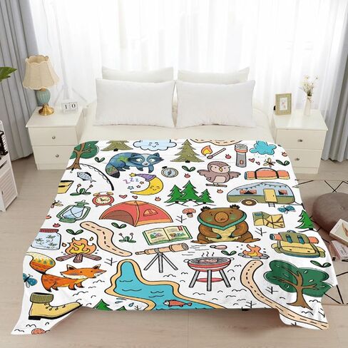Camping Blanket Gifts for Kids,Soft Camping Throw,Cute Plush Flannel Camping Quilts Decorations for Bedroom Sofa Bed Outdoor Travel 50 x 40in for Child in Saudi Arabia