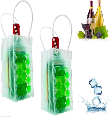 Ice Wine Sleeve, Wine Chiller, Wine Cooler Refrigerator, Wine Bottle Chiller Cooler for Red White Champagne or Sparkling. Gel Cooling Holder Freestanding Carrier Chilling, Set 2 (Mint Green) in Kuwait