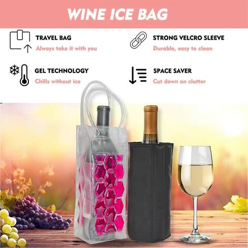 Ice Wine Sleeve, Wine Chiller, Wine Cooler Refrigerator, Wine Bottle Chiller Cooler for Red White Champagne or Sparkling. Gel Cooling Holder Freestanding Carrier Chilling, Set 2 (Mint Green) in Kuwait