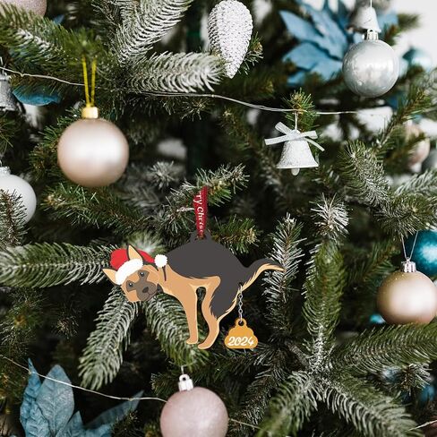 Pet Dog Cat Christmas Ornaments Funny Dog Pooping Ornaments for Christmas Tree Wood Laser Engraved Christmas Ornaments 2024 (Dog2) in Kuwait