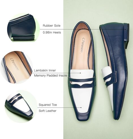 C.Paravano Penny Loafers for Women Formal Dress Square Toe Flats Slip on Loafer Shoes Comfort Loafer for Business Casual Wear in Kuwait