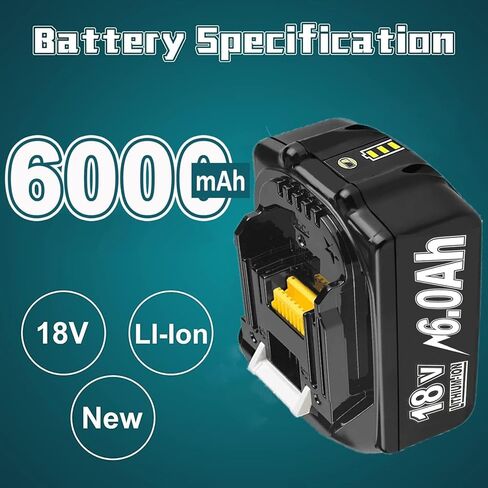 2Packs 6.0Ah Lithium Replacement for Makita 18V Battery and DC18RC Charger Compatible with BL1860 BL1850 BL1845 BL1840 BL1830 BL1820 BL1815 LXT400 194204-1 Cordless Power Tools in Kuwait