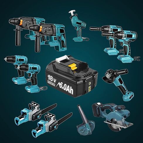 2Packs 6.0Ah Lithium Replacement for Makita 18V Battery and DC18RC Charger Compatible with BL1860 BL1850 BL1845 BL1840 BL1830 BL1820 BL1815 LXT400 194204-1 Cordless Power Tools in Kuwait