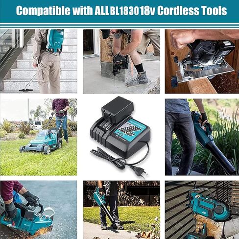 2Packs 6.0Ah Lithium Replacement for Makita 18V Battery and DC18RC Charger Compatible with BL1860 BL1850 BL1845 BL1840 BL1830 BL1820 BL1815 LXT400 194204-1 Cordless Power Tools in Kuwait