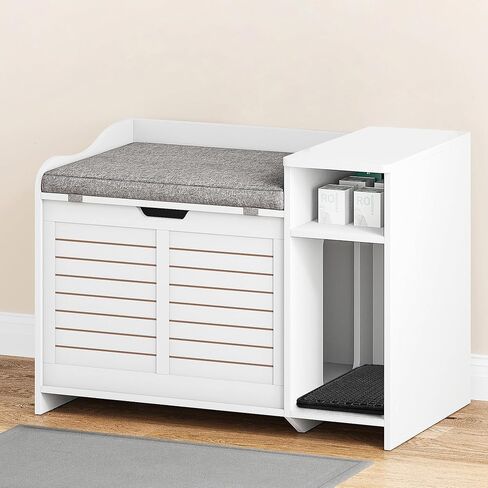 Cat Litter Box Enclosure, Flip Top Litter Box Furniture with Litter Mat, Wooden Hidden Cat Box with Storage Space, Large Covered Cat Washroom Cat House for Fat Cats, Gray in Saudi Arabia