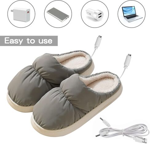 USB ساخنة النعال جهاز تدفئة القدمين الأحذية شاحن التدفئة الكهربائية أحذية شتاء دافئ نعال قماش للنساء الرجال in Kuwait
