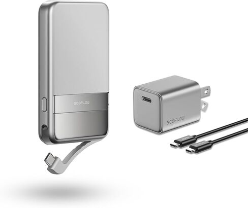 EF ECOFLOW Rapid Power Bank Wireless 5000mAh, Qi2 Certified Ultra-Fast Magnetic Portable Charger with Stand & Built-in USB-C Cables, Battery Pack Compatible with iPhone 16/15, Samsung, iPad, AirPods in Kuwait