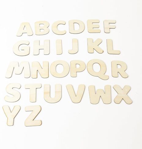 170 pcs Wooden Alphabet Letters, 26 Pieces, Natural Wood Color (1in) in Kuwait