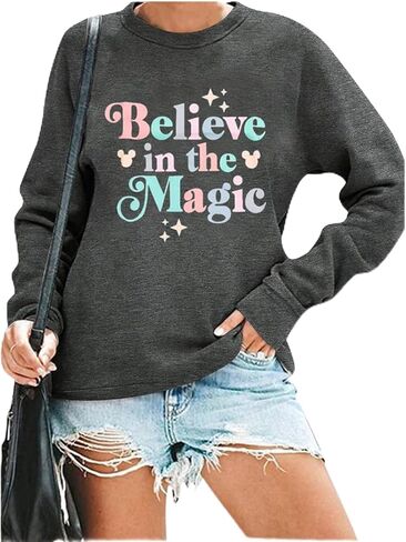 Magic Kingdom Sweatshirts For Women Cute Castle Graphic Sweatshirt Family Vacation Shirt Casual Long Sleeve Tops in Saudi Arabia
