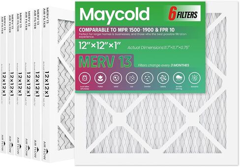 Maycold 10x20x1 Air Filters MERV 13(6 Pack) Efficiency, Reusable Frame, Ensure Fresh Air with Pleated HVAC Filters, Actual Size 9.7" x 19.5" x 0.75" in Saudi Arabia