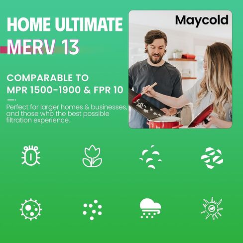 Maycold 10x20x1 Air Filters MERV 13(6 Pack) Efficiency, Reusable Frame, Ensure Fresh Air with Pleated HVAC Filters, Actual Size 9.7" x 19.5" x 0.75" in Saudi Arabia