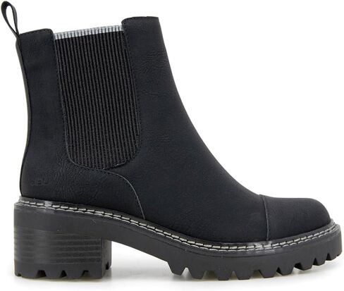 حذاء JBU نسائي Rd بمقدمة مستديرة تشيلسي بسحاب كاجوال وكعب متوسط ​​للكاحل 2-3 بوصة - أسود in Kuwait