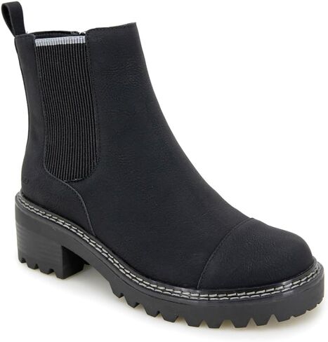 حذاء JBU نسائي Rd بمقدمة مستديرة تشيلسي بسحاب كاجوال وكعب متوسط ​​للكاحل 2-3 بوصة - أسود in Kuwait