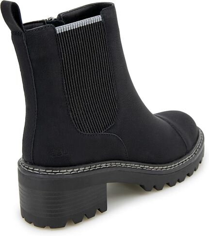 JBU Womens Rd Round Toe Chelsea Zippered Casual Boots Ankle Mid Heel 2-3" - Black in Saudi Arabia
