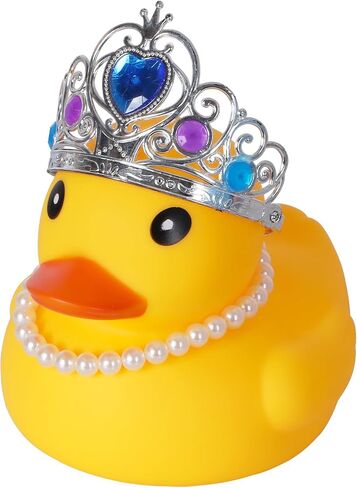 6.89 Inches Large Rubber Duck with Crown and Pearl Necklace,Giant Rubber Duck,Squeaky Ducking Big Yellow Rubber Duckies for Car Dashboard Decorations Bath Toy Creative Gifts in Saudi Arabia