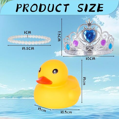 6.89 Inches Large Rubber Duck with Crown and Pearl Necklace,Giant Rubber Duck,Squeaky Ducking Big Yellow Rubber Duckies for Car Dashboard Decorations Bath Toy Creative Gifts in Saudi Arabia