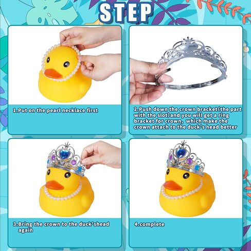 6.89 Inches Large Rubber Duck with Crown and Pearl Necklace,Giant Rubber Duck,Squeaky Ducking Big Yellow Rubber Duckies for Car Dashboard Decorations Bath Toy Creative Gifts in Saudi Arabia