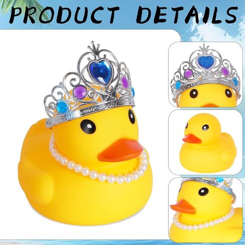 6.89 Inches Large Rubber Duck with Crown and Pearl Necklace,Giant Rubber Duck,Squeaky Ducking Big Yellow Rubber Duckies for Car Dashboard Decorations Bath Toy Creative Gifts in Saudi Arabia