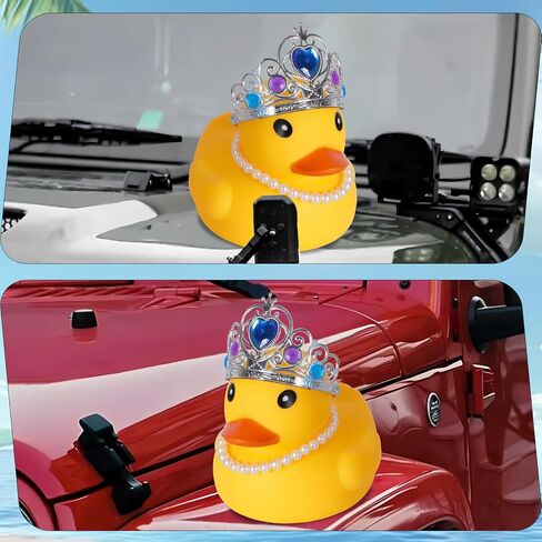 6.89 Inches Large Rubber Duck with Crown and Pearl Necklace,Giant Rubber Duck,Squeaky Ducking Big Yellow Rubber Duckies for Car Dashboard Decorations Bath Toy Creative Gifts in Saudi Arabia
