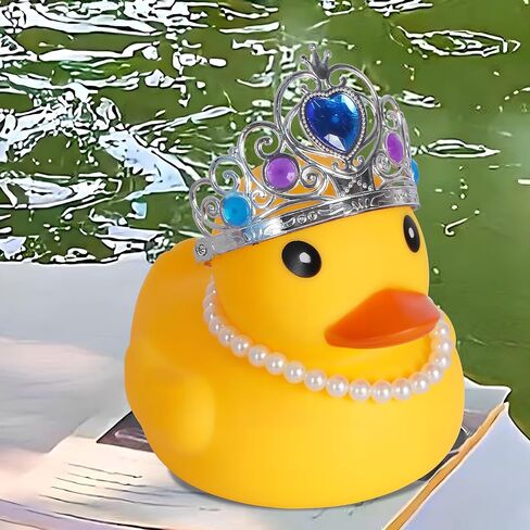 6.89 Inches Large Rubber Duck with Crown and Pearl Necklace,Giant Rubber Duck,Squeaky Ducking Big Yellow Rubber Duckies for Car Dashboard Decorations Bath Toy Creative Gifts in Saudi Arabia