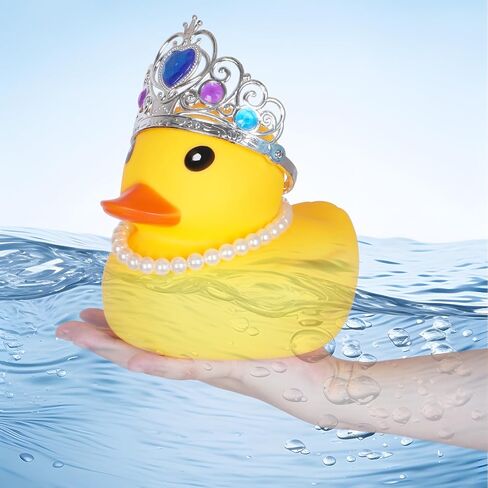 6.89 Inches Large Rubber Duck with Crown and Pearl Necklace,Giant Rubber Duck,Squeaky Ducking Big Yellow Rubber Duckies for Car Dashboard Decorations Bath Toy Creative Gifts in Saudi Arabia