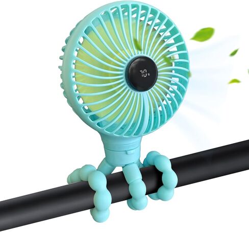 Mini portable fan, 4-Speed 360° Rotation LED Rechargeable Portable Fan, Rechargeable Battery Powered Tripod handheld Fan Great Ideal for Baby Car Seat Crib Travel Treadmill Summer in Saudi Arabia