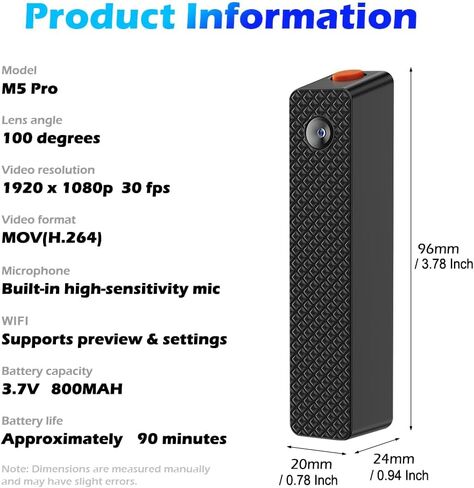 VSYSTO 1080P Body Camera with 64GB, WiFi, Magnetic Suction Design, Loop Recording, Portable Mini Camera Used for Daily Records, Meetings, Cycling, Security, Law Enforcement in Kuwait