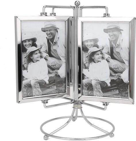 Haofy Home Rotating Photo Picture Frame, Photo Display Stand for 4x6in Photo, Restaurant Rotating Menu Frame,Vintage Retro Style Multiple Desk Table Picture Frame with Glass Front in Saudi Arabia