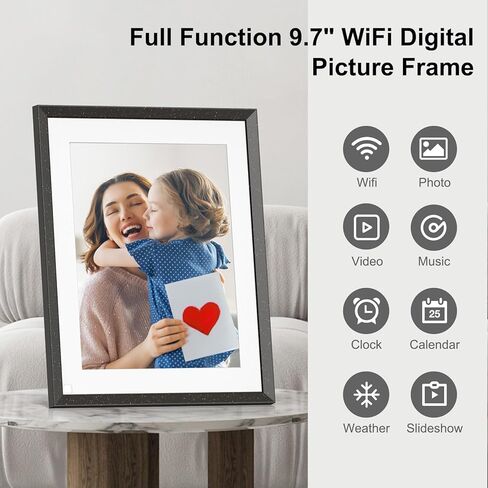 إطار صور رقمي ذكي إطار صور رقمي WiFi - شاشة لمس 9.7 بوصة، تشغيل فيديو FHD 1080P، 32 جيجابايت، مستشعر حركة، تدوير تلقائي، سحابة مجانية، مشاركة الصور عبر البريد الإلكتروني للتطبيق، هدية لأصدقاء العائلة in Kuwait