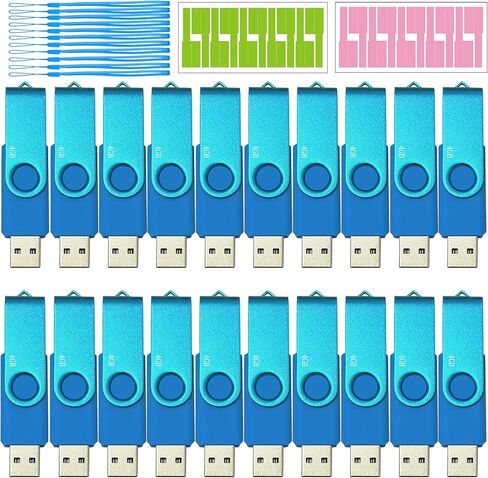 محرك أقراص فلاش USB 2.0 سعة 2 جيجابايت، 20 حزمة محرك إبهام، محرك أقراص دوار ملون، محرك أقراص USB سريع، محرك أقراص فلاش، محرك أقراص فلاش تخزين USB كبير مثالي للمناسبات وتخزين البيانات المشتركة في المكتب in Kuwait