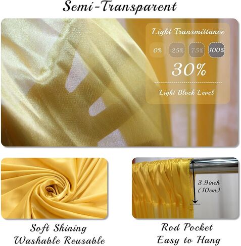 2pcs 5ftx10ft Curtain Backdrop Panels,Wrinkle Free Fabric, Drapes for Baby Shower Parties Weddings Birthday Party Photoshoot Background Decoration(Golden) in Kuwait