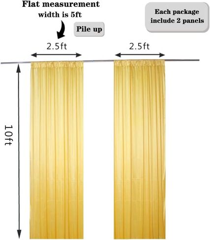 2pcs 5ftx10ft Curtain Backdrop Panels,Wrinkle Free Fabric, Drapes for Baby Shower Parties Weddings Birthday Party Photoshoot Background Decoration(Golden) in Kuwait