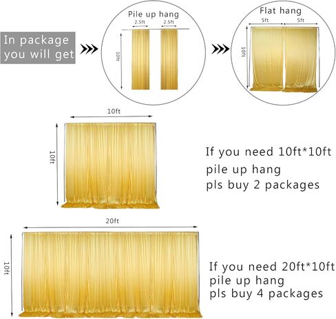 2pcs 5ftx10ft Curtain Backdrop Panels,Wrinkle Free Fabric, Drapes for Baby Shower Parties Weddings Birthday Party Photoshoot Background Decoration(Golden) in Kuwait
