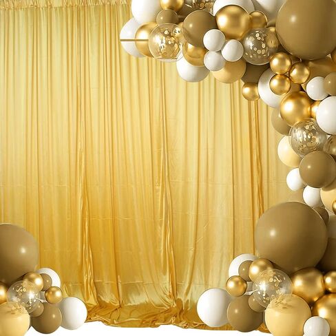 2pcs 5ftx10ft Curtain Backdrop Panels,Wrinkle Free Fabric, Drapes for Baby Shower Parties Weddings Birthday Party Photoshoot Background Decoration(Golden) in Kuwait