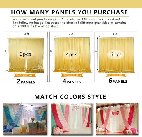 2pcs 5ftx10ft Curtain Backdrop Panels,Wrinkle Free Fabric, Drapes for Baby Shower Parties Weddings Birthday Party Photoshoot Background Decoration(Golden) in Kuwait