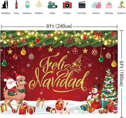 Feliz Navidad Banner Backdrop 7x5FT Feliz Navidad Christmas Decorations Red Feliz Navidad Sign for Winter Holiday Party Decorations Supplies Photo Props in Saudi Arabia