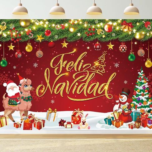 Feliz Navidad Banner Backdrop 7x5FT Feliz Navidad Christmas Decorations Red Feliz Navidad Sign for Winter Holiday Party Decorations Supplies Photo Props in Saudi Arabia