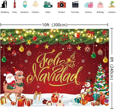 Feliz Navidad Banner Backdrop 7x5FT Feliz Navidad Christmas Decorations Red Feliz Navidad Sign for Winter Holiday Party Decorations Supplies Photo Props in Saudi Arabia