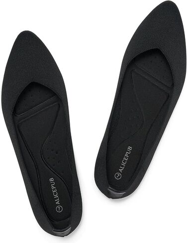 ALICEPUB Black Women's Flats Knit Ballet Flats Pointed Toe Flats Comfortable Slip On Flats Shoes Ballerina Flats Mesh Flats for Women Dress Flats Casual Work Flats Shoes, Size 10 in Saudi Arabia