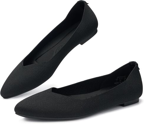 ALICEPUB Black Women's Flats Knit Ballet Flats Pointed Toe Flats Comfortable Slip On Flats Shoes Ballerina Flats Mesh Flats for Women Dress Flats Casual Work Flats Shoes, Size 10 in Saudi Arabia