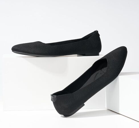 ALICEPUB Black Women's Flats Knit Ballet Flats Pointed Toe Flats Comfortable Slip On Flats Shoes Ballerina Flats Mesh Flats for Women Dress Flats Casual Work Flats Shoes, Size 10 in Saudi Arabia