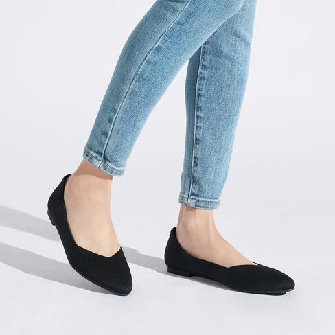ALICEPUB Black Women's Flats Knit Ballet Flats Pointed Toe Flats Comfortable Slip On Flats Shoes Ballerina Flats Mesh Flats for Women Dress Flats Casual Work Flats Shoes, Size 10 in Saudi Arabia