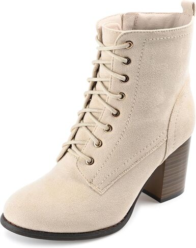 Journee Womens Baylor Lace Up Stacked Heel Booties in Saudi Arabia