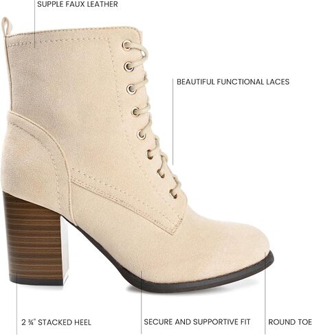 Journee Womens Baylor Lace Up Stacked Heel Booties in Saudi Arabia