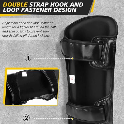 Kickboxing Shin Guards Muay Thai Shin Pads, Adjustable Leg Guards with Instep Protection Shinguards Martial Arts Training Equipment for MMA Training and Sparring (M) in Saudi Arabia